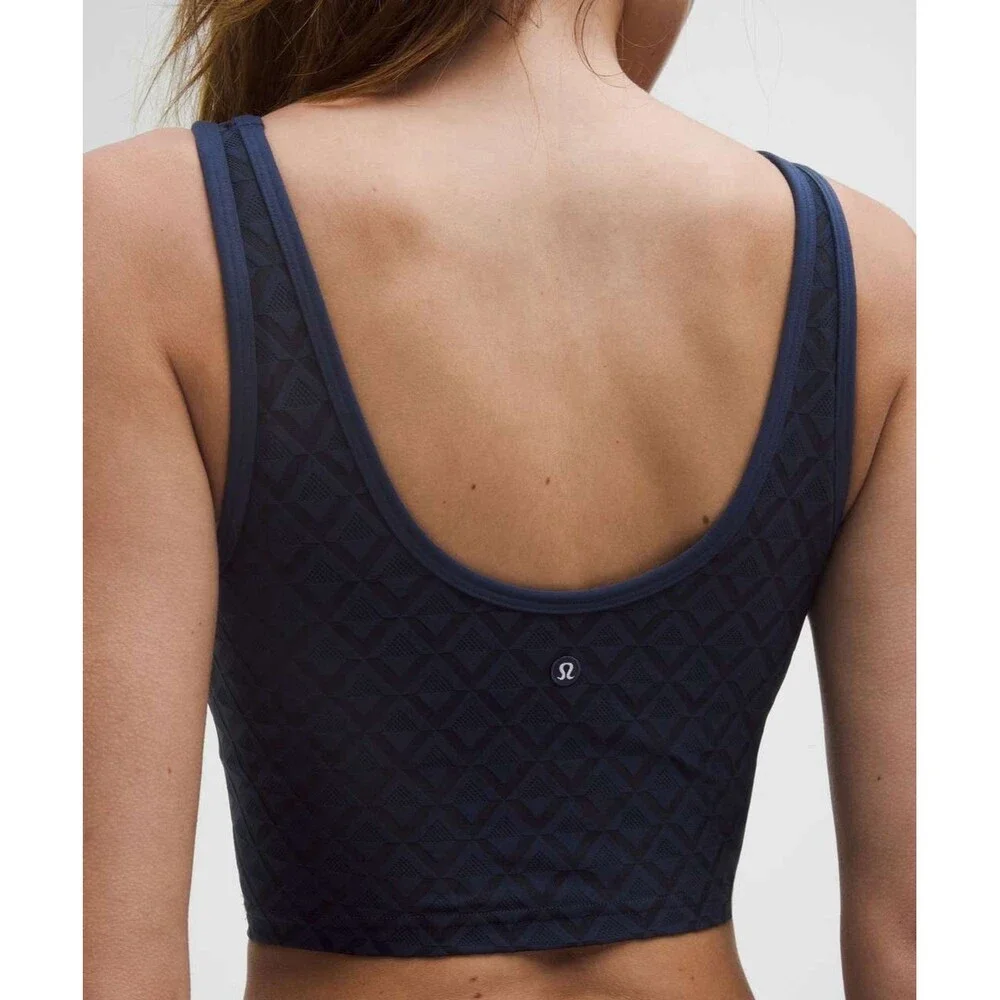 Lululemon Textured Mesh Tennis Tank Top Medium Support Blue Size Large